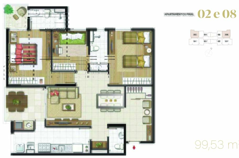 apartamento na planta 3 quartos vila da serra