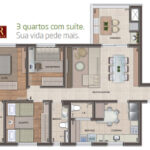 ROSCOE Imoveis planta apartamento 3 quartos caparaó uptown