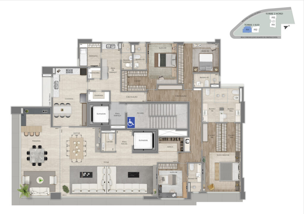 apartamento na planta alto padrão no vila da serra