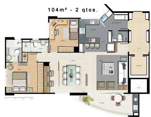 roscoe imoveis metropole planta 2 quartos 104m