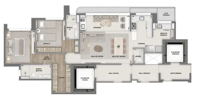 apartamento na planta de 2 suites no vila da serra