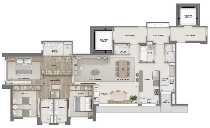 apartamento na planta de 3 suites no vila da serra