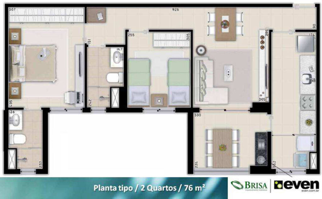 roscoe imoveis planta de 2 quartos