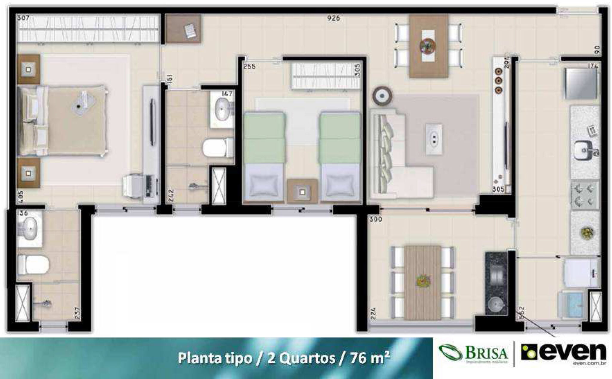 roscoe imoveis planta de 2 quartos