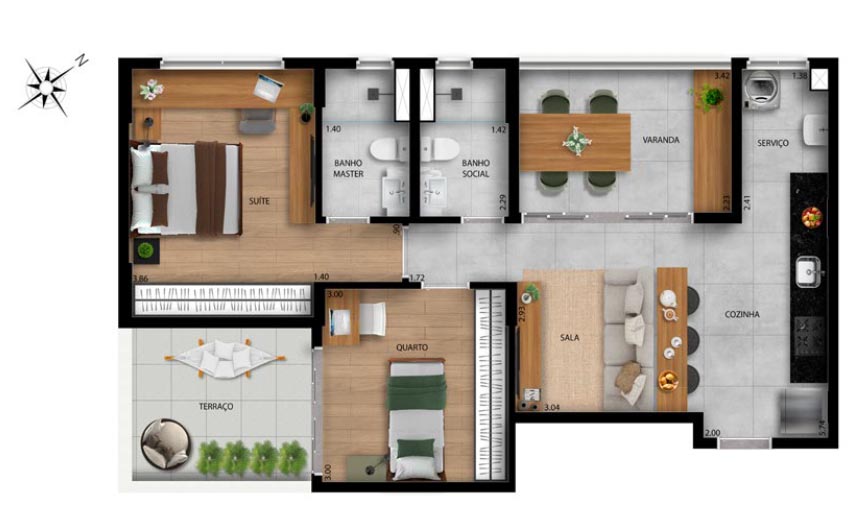 apartamento de 2 quartos novo no vale do sereno