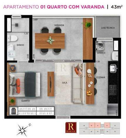 Apartamento no Vale do Sereno de 1 quarto à venda