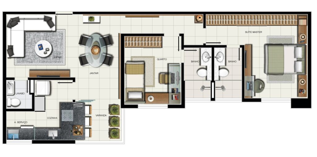 Apartamento no Vila da Serra com 2 suítes