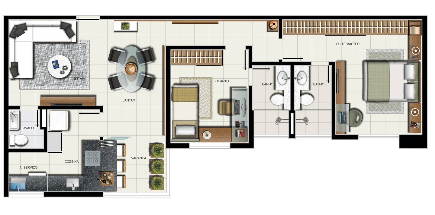 Apartamento no Vila da Serra com 2 suítes